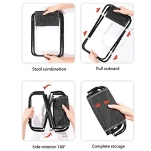 1pc Aluminum Alloy Stool, Modern Black Foldable Portable Stool For Outdoor - Black - View 3