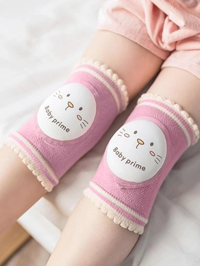 1雙嬰兒卡通和字母圖案透氣護膝適用於日常生活