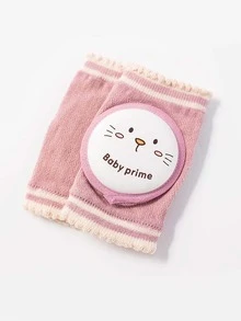 1雙嬰兒卡通和字母圖案透氣護膝適用於日常生活 - 粉色 - 查看 3