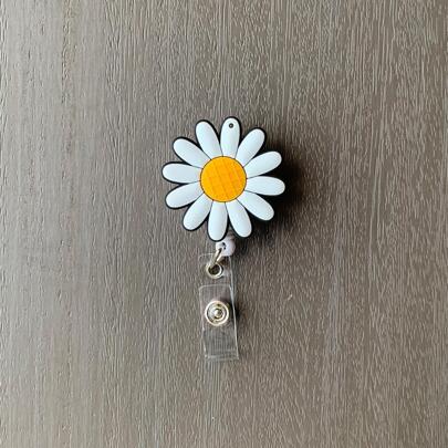 1 件雏菊花伸缩徽章夹，伸缩徽章卷轴，轻质塑料徽章卷轴卡夹背衬皮带夹，适用于护士、志愿者、教师、学生