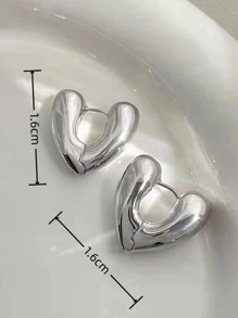 Bông tai hình trái tim thiết kế thời trang cho phụ nữ để trang trí hàng ngày - Bạc - Xem 4