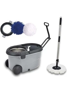 Perfect Pro, Mop Giratório, Move, Mop com Angulação de Aço Inox, Para Qualquer Tipo de Piso, Centrífuga 360 com Cesto em Inox, Não Risca, Nem Solta Fiapos, Cinza - Cinza - Visão 2