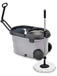 Perfect Pro, Mop Giratório, Move, Mop com Angulação de Aço Inox, Para Qualquer Tipo de Piso, Centrífuga 360 com Cesto em Inox, Não Risca, Nem Solta Fiapos, Cinza - Cinza - Visão 1