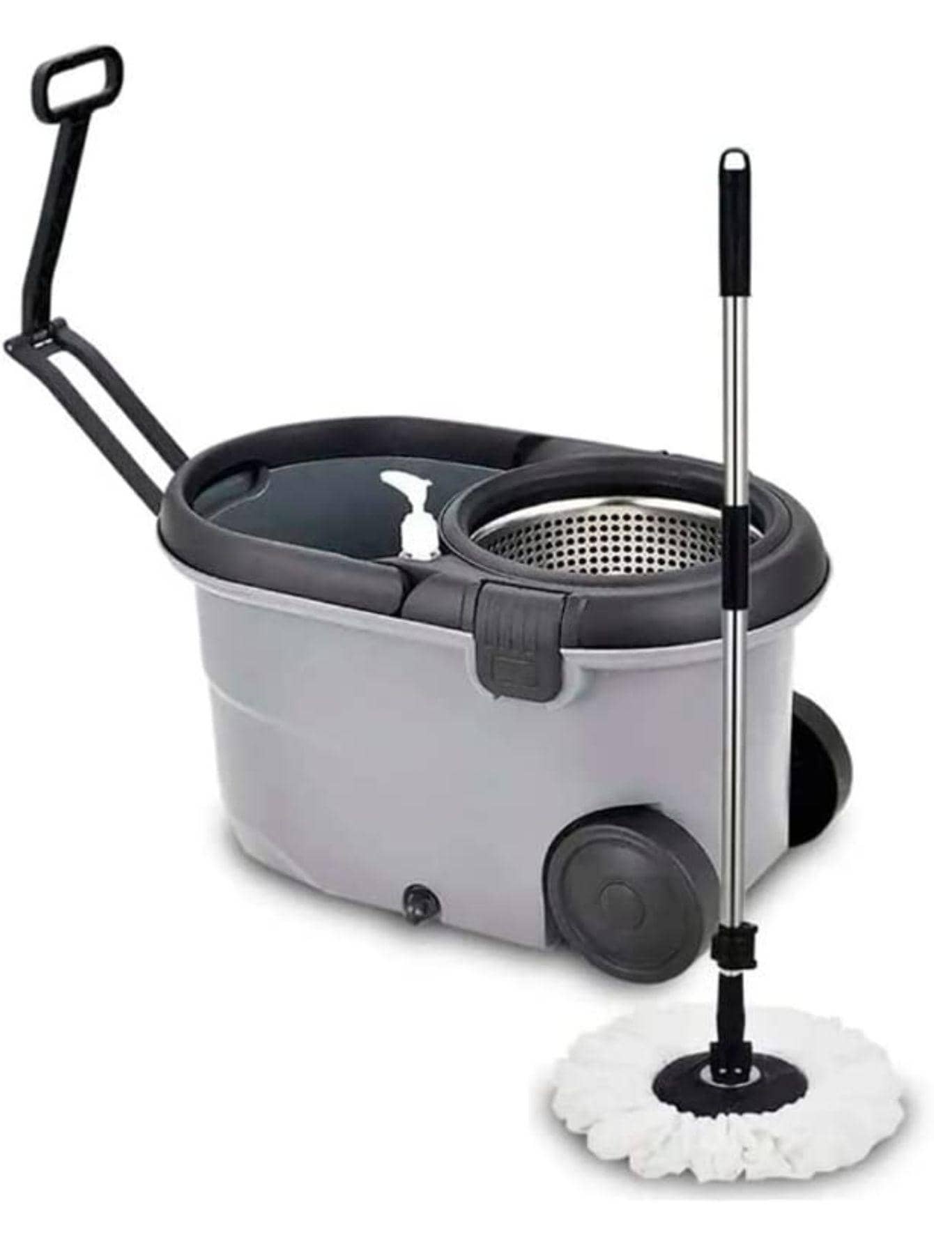 Perfect Pro, Mop Giratório, Move, Mop com Angulação de Aço Inox, Para Qualquer Tipo de Piso, Centrífuga 360 com Cesto em Inox, Não Risca, Nem Solta Fiapos, Cinza - Cinza - Visão 1