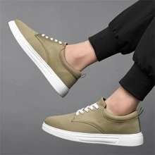 男士帆布鞋學生運動鞋休閒透氣男士鞋 - 卡其色 - 查看 5