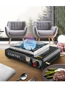 Parrilla Portatil de Gas para Camping y Hogar - Negro - Ver 1