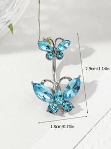 蝴蝶裝飾臍環 - 藍色 - 查看 6