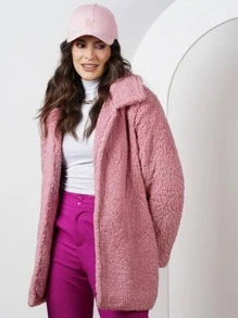Women Faux Fur Coats - Rusty Rose - View 6
