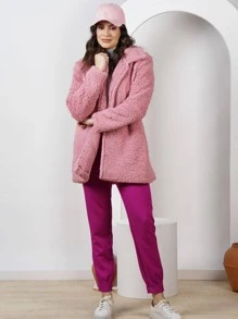 Women Faux Fur Coats - Rusty Rose - View 4