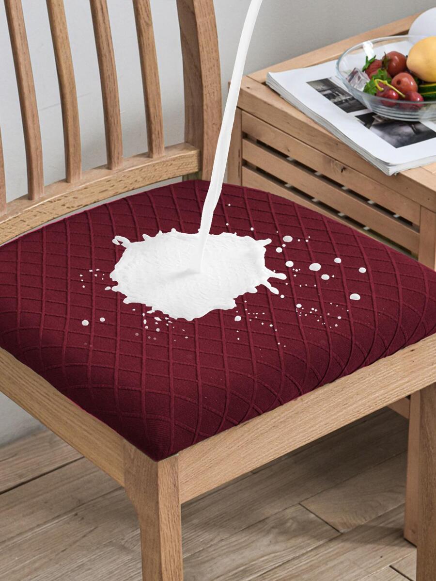 1入組幾何樣式彈力椅座套 - 酒紅色 - 查看 1