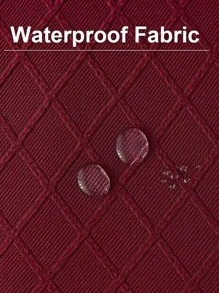 1入組幾何樣式彈力椅座套 - 酒紅色 - 查看 3