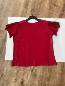 Plus Size T-shirts - 酒紅色 - 查看 2