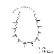 Necklace With Metallic Rivets - Silver - View 3