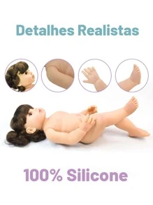 Brastoy Boneca Bebê Reborn Elefantinho 48cm 100% Silicone Com Pelúcia Roupas e Acessórios Completo