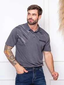 Men Polo Shirts - Màu xám đen - Xem 4