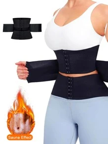 Faja Moldeadora para Mujer Doble Ajuste Sin Costuras y 3 Varillas | Faja para Gym - Negro - Ver 1