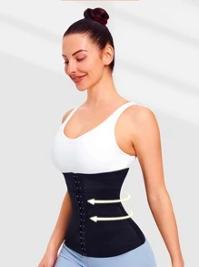 Faja Moldeadora para Mujer Doble Ajuste Sin Costuras y 3 Varillas | Faja para Gym - Negro - Ver 5