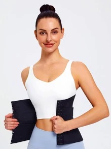 Faja Moldeadora para Mujer Doble Ajuste Sin Costuras y 3 Varillas | Faja para Gym - Negro - Ver 11