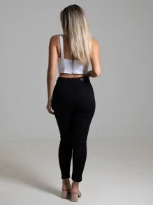 Women Jeans - 黑色 - 查看 6