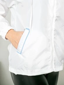 Women Trench Coats - Blue and White - View 4