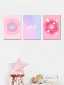 3pcs Slogan Graphic Unframed Painting - Multicolor - View 6