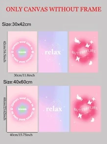 3pcs Slogan Graphic Unframed Painting - Multicolor - View 7