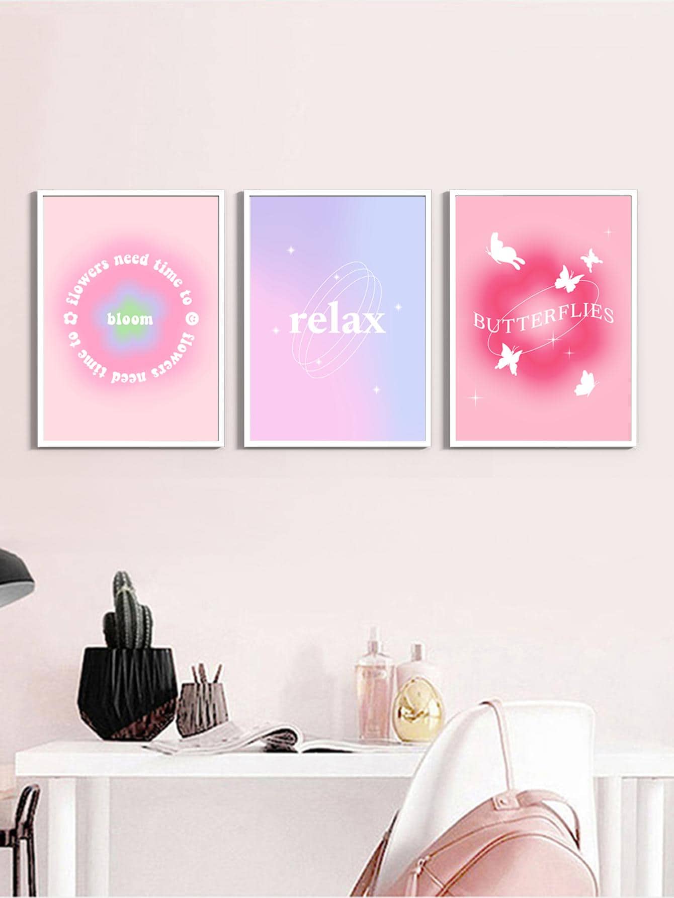 3pcs Slogan Graphic Unframed Painting - Multicolor - View 1