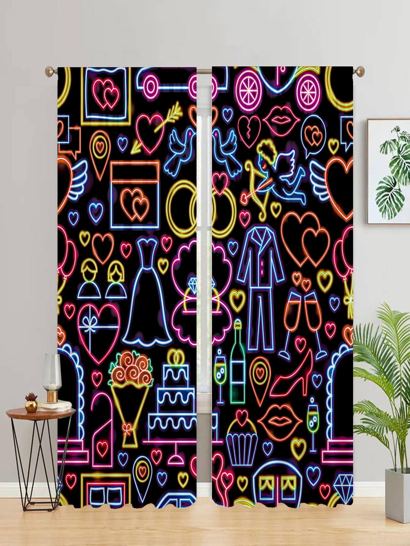 2 piezas Cortina con estampado de dibujos animados impermeable - Verde militar - Ver 1