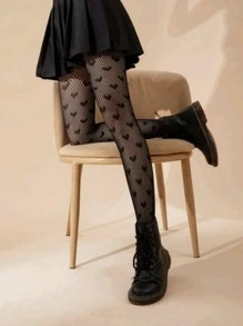 Quần lưới cá mùa hè họa tiết trái tim cho nữ - màu đen - Xem 2