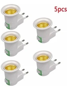 KIT 5 Soquete E27 Bocal Lâmpada Tomada Chave Liga Desliga tomada - Branco - Visão 1