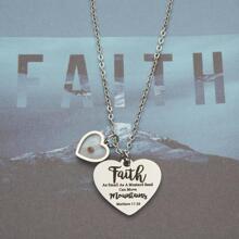 希望啟發真正芥末籽項鍊心形信仰項鍊女式基督教禮物 - 銀色 - 查看 4