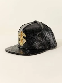 1pc Men Dollar Decor Punk Hip-Hop Cap For Party - Black - View 2