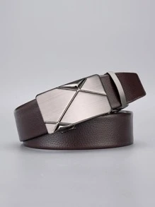 1pc Men Rectangle Shape Fashion PU Buckle Belt For Dress Decoration Work Summer, School Casual, Business, Boyfriend Husband Father Dad Men Gift, Daily Wear, Fashion, Teen, Outdoor, Vacation, Athletic, Travel, Street, Boho, Vintage Fall, Autumn, Halloween Autumn-Winter Accessories,Suitable For Teens, Youth,Men,Casual, Outdoor, Athletic, Vacation, Graduation Gifts, Birthday, Daily Wear - Brown - View 4