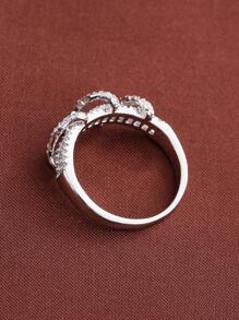 Cubic Zirconia Decor Ring - Silver - View 3