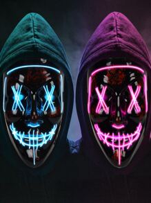 LED Light-Up Purge Masks - 2 Pack for Halloween and Festival Cosplay - Scary and Eye-Catching Masks for Parties and Events - Blue - View 1