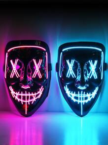 LED Light-Up Purge Masks - 2 Pack for Halloween and Festival Cosplay - Scary and Eye-Catching Masks for Parties and Events - Blue - View 3