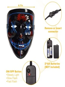 LED Light-Up Purge Masks - 2 Pack for Halloween and Festival Cosplay - Scary and Eye-Catching Masks for Parties and Events - Blue - View 5