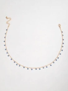 imoli 1pc Fashion Zinc Alloy Rhinestone Charm Chain Necklace For Women For Dating Gift - Blue - View 6
