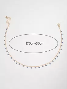 imoli 1pc Fashion Zinc Alloy Rhinestone Charm Chain Necklace For Women For Dating Gift - Blue - View 8