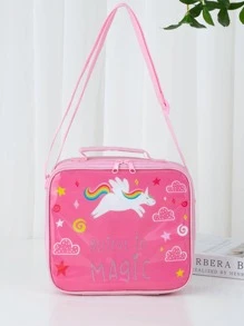 1 Kỳ Lân & Đồ Họa Chữ Túi Đựng Đồ Ăn Trưa, phim Hoạt Hình Hình Thú & Đồ Họa Chữ Có Thể Tái Sử Dụng Túi Đựng Đồ Ăn Trưa Cho Văn Phòng Làm Việc Trường Dã Ngoại Bãi Biển - Hồng - Xem 1