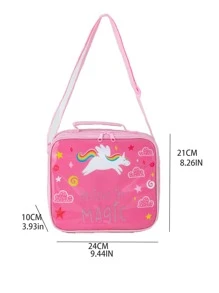 1 Kỳ Lân & Đồ Họa Chữ Túi Đựng Đồ Ăn Trưa, phim Hoạt Hình Hình Thú & Đồ Họa Chữ Có Thể Tái Sử Dụng Túi Đựng Đồ Ăn Trưa Cho Văn Phòng Làm Việc Trường Dã Ngoại Bãi Biển - Hồng - Xem 6