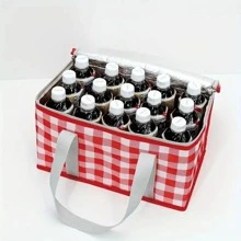 1入組格紋圖案野餐現代滌綸多功能野餐籃子適用於野營