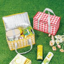 1入組格紋圖案野餐現代滌綸多功能野餐籃子適用於野營
