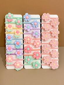 30pcs Girls Flower Decor Hair Tie For Hair Decoration