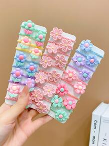30pcs Girls Flower Decor Hair Tie For Hair Decoration