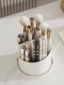 1 Hộp Đựng Mỹ Phẩm Bằng Nhựa, Hộp Đựng Mỹ Phẩm Có Thể Xoay Tối Giản Cho Gia Đình - Đen và trắng - Xem 2