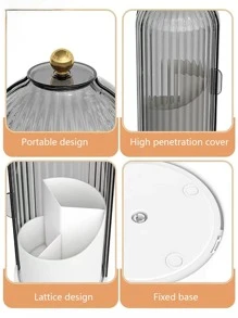 1 Hộp Đựng Mỹ Phẩm Bằng Nhựa, Hộp Đựng Mỹ Phẩm Có Thể Xoay Tối Giản Cho Gia Đình - Đen và trắng - Xem 8