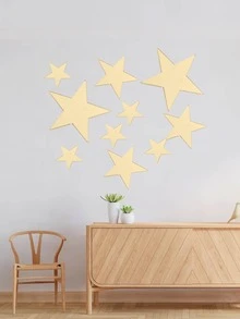 20 piezas PMMA decorativo Espejo , moderno en forma de estrella Pegatina de pared de espejo para casa - Dorado - Ver 2