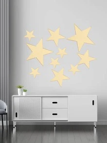 20 piezas PMMA decorativo Espejo , moderno en forma de estrella Pegatina de pared de espejo para casa - Dorado - Ver 1