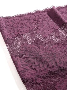 Plus Floral Lace Panty - Burgundy - View 6